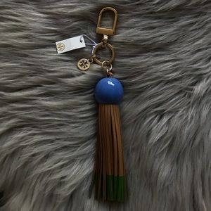 Tory Burch Leather Tassel Keychain